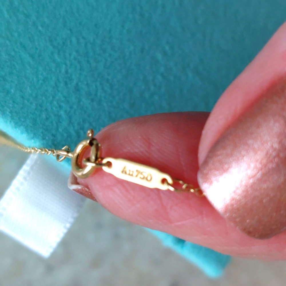 Tiffany & Co Fleur De Lis Keybar Pendant Necklace 18k Yellow Gold 16 inches - Picture 6 of 9